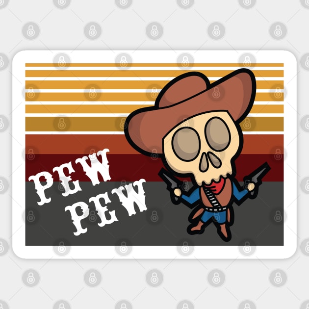 Pew Pew Skull Cowboy Sticker by SunflowersBlueJeans